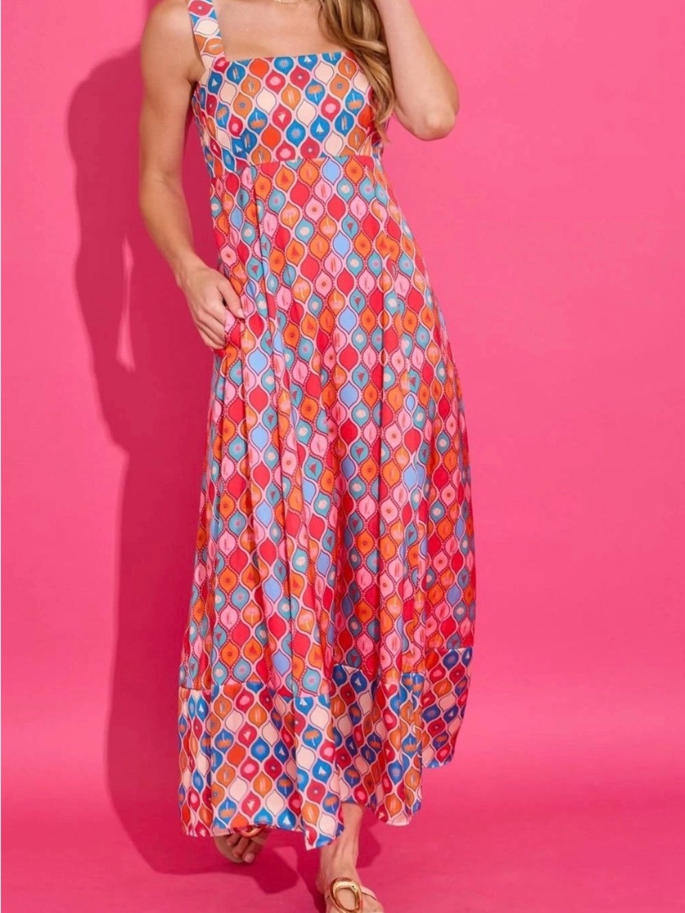 Alden Adair Maria Bright Geo-Print Maxi Dress